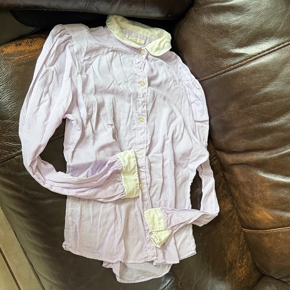 Elegant Striped Button Down Shirt with Cream Accents